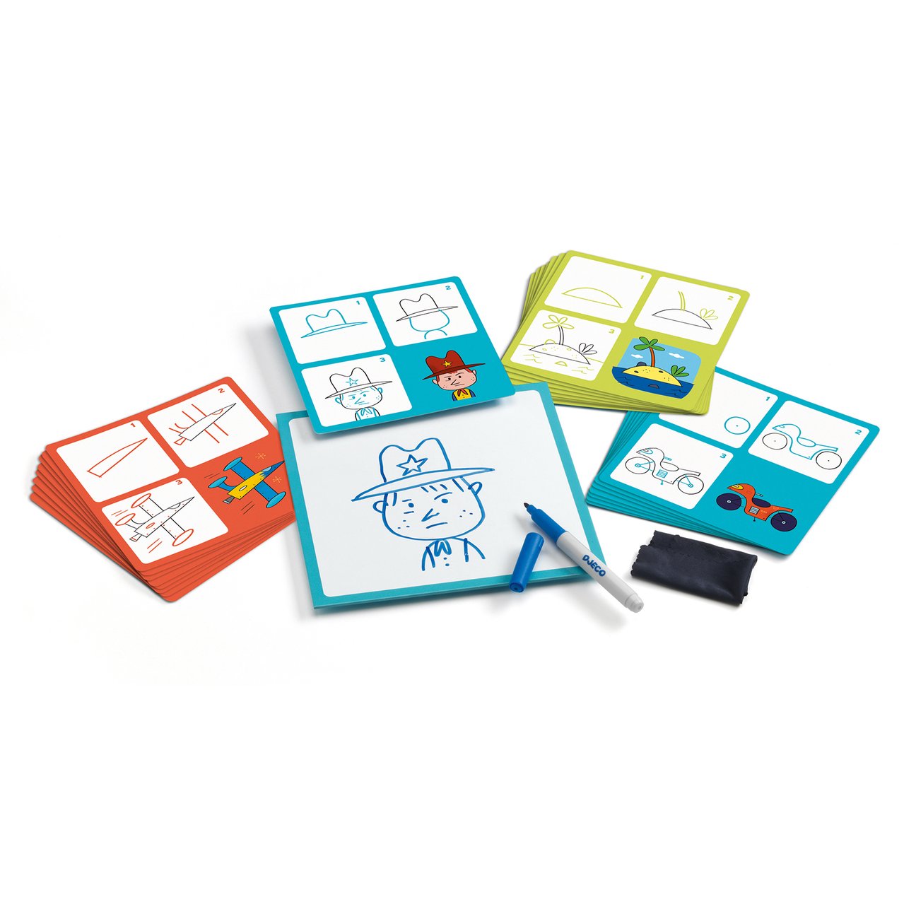 different examples of drawing cards inside box