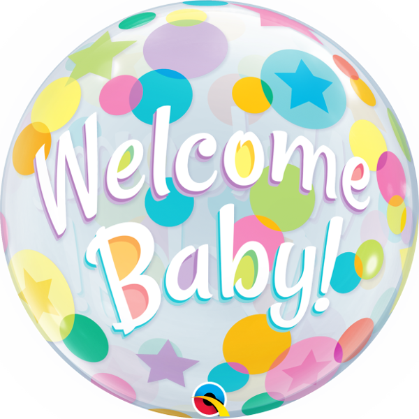 Welcome Baby Colorful Dots Bubble Balloon Bouquet