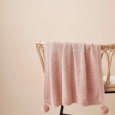 Elegant Baby Blanket Heather Pink Popcorn Knit Cotton Baby Blanket