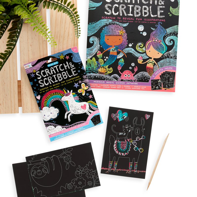Funtastic Friends Scratch and Scribble Mini Scratch Art Kit | OOLY