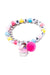 bright color happy birthday bracelet with pink pompom and cupcake charm