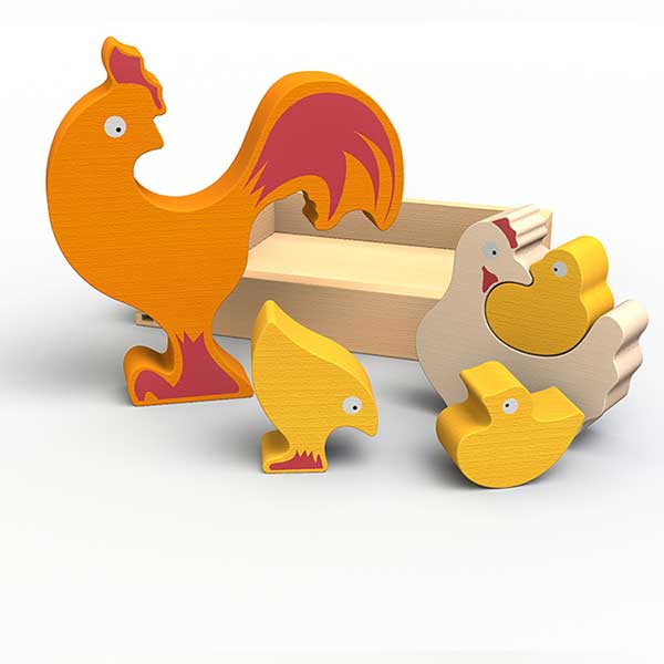 Chicken Family Puzzle & Playset