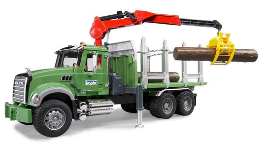 MACK Granite Timber Truck w/ Loading Crane and 3 Trunks | Bruder - LOCAL PICKUP