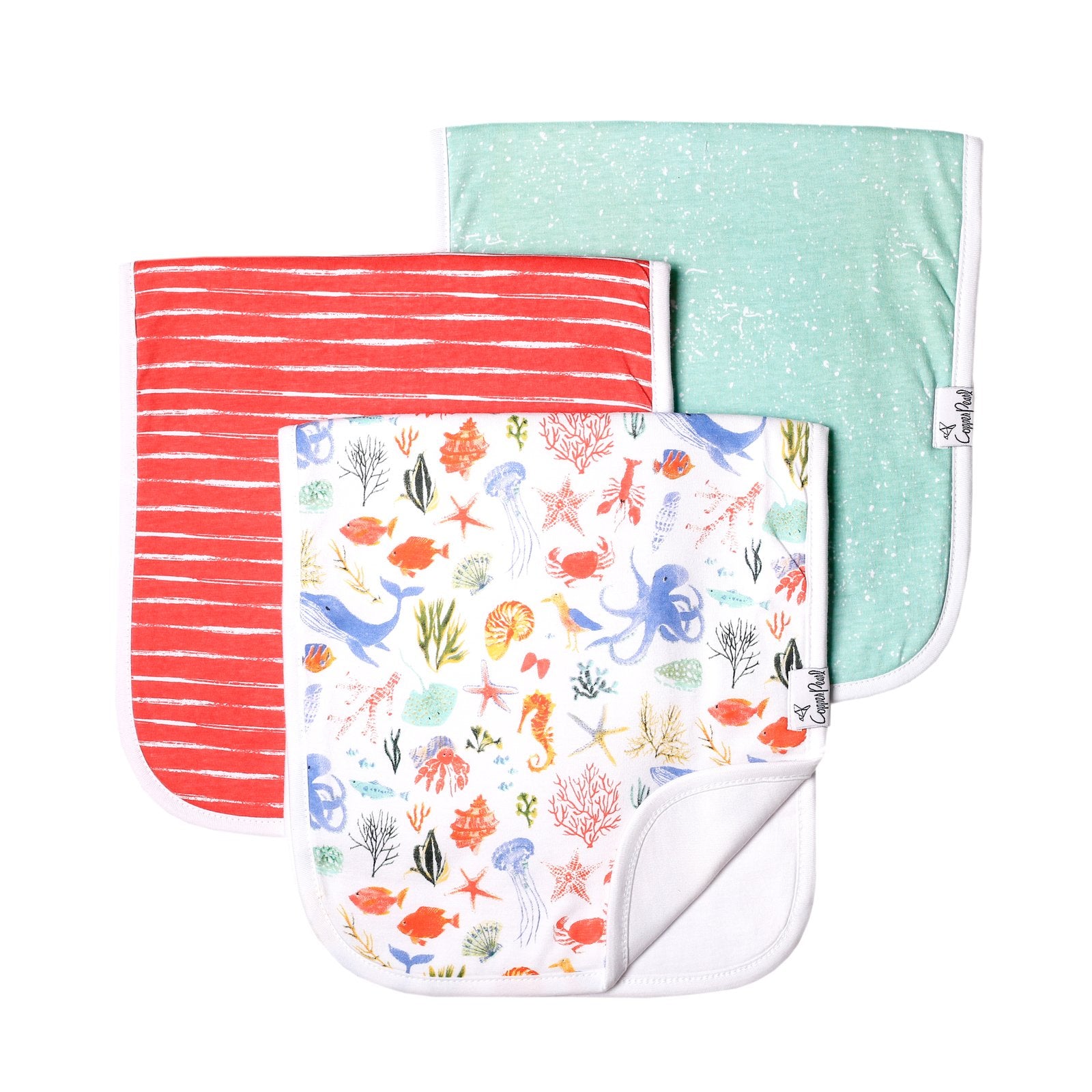 3 designs of burp cloth included in set
