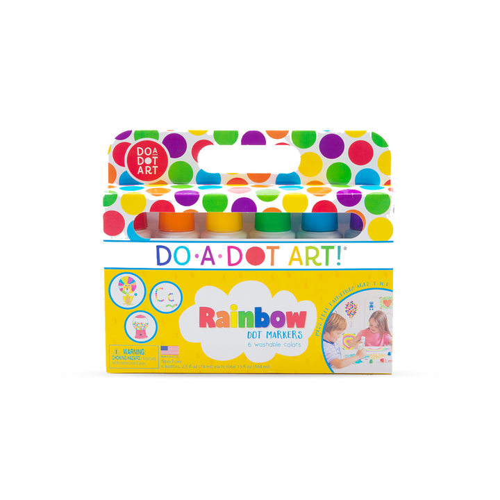 Rainbow do a dot markers front of box