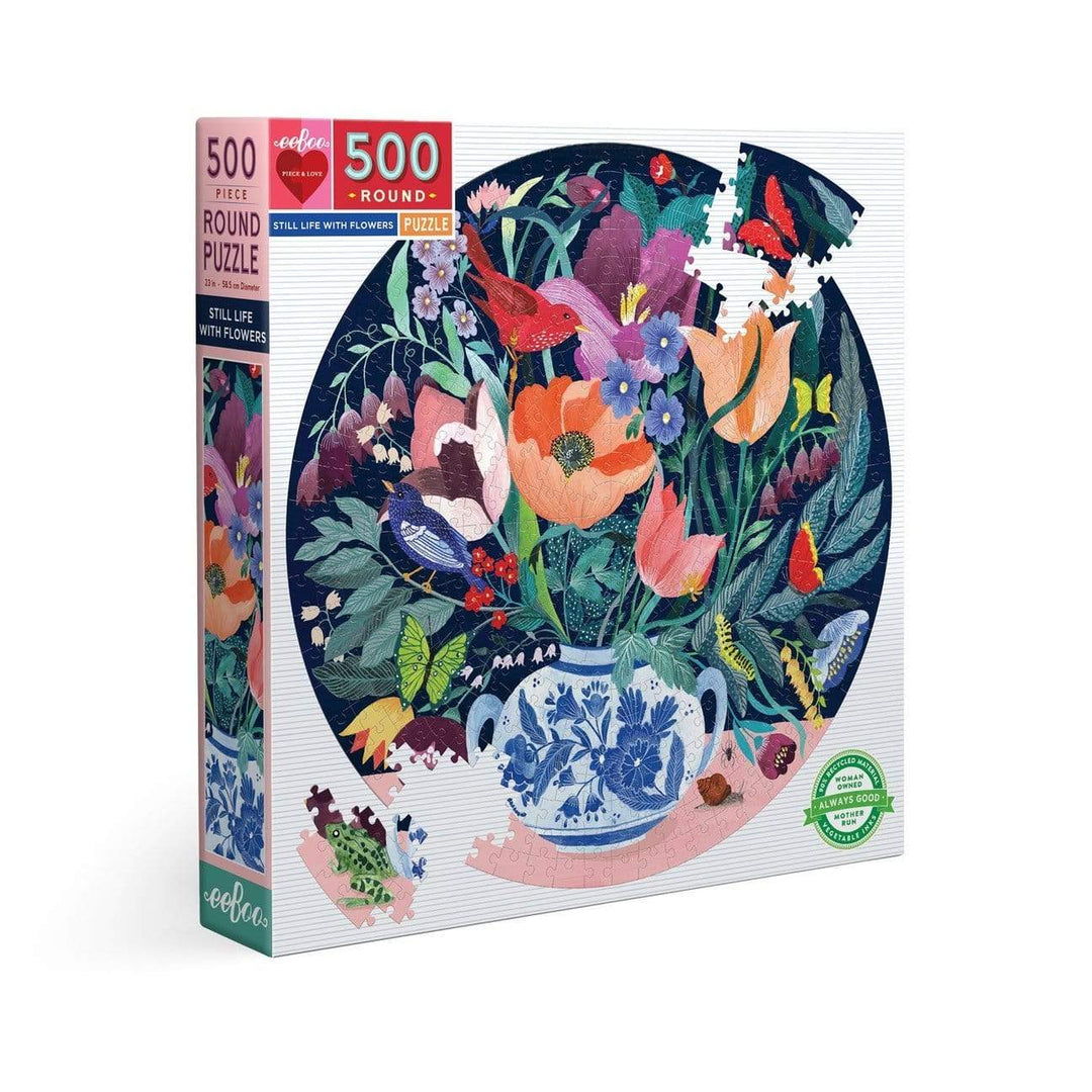 Still Life with Flowers 500 Piece Round Puzzle | eeBoo