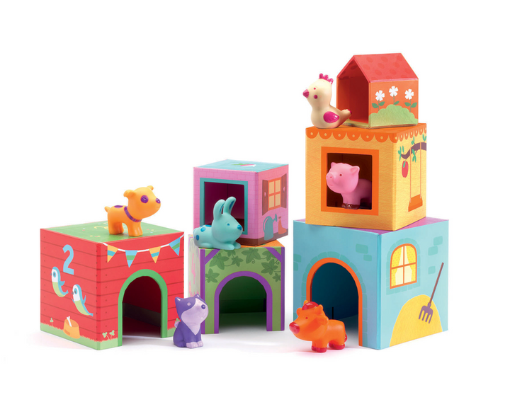 Topanifarm Nest and Stack Blocks + Animals | DJECO