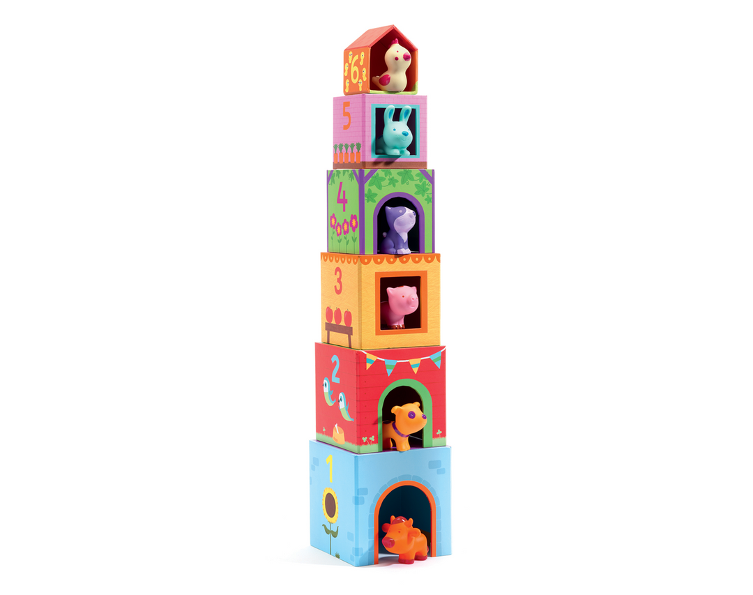 Topanifarm Nest and Stack Blocks + Animals | DJECO